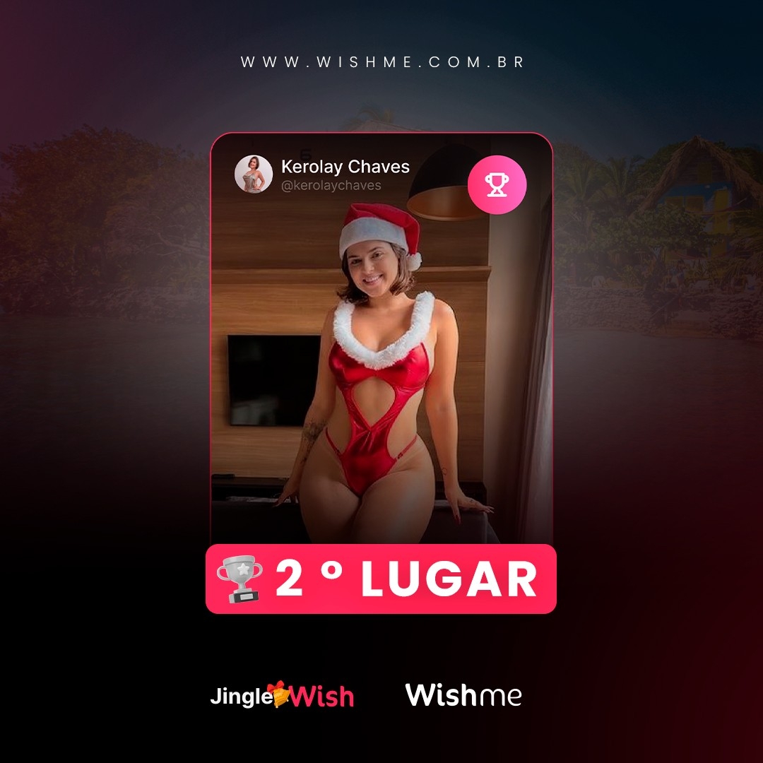 Imagem 1 de 1 - Parabéns à Wishmer @[3838](kerolaychaves)  que conquistou o 2º lugar no Concurso Jingle Bell Wish! 🎉🥈

 Ela brilhou intensamente e Ganhou: 

- R$1.000,00. 

-  Selo exclusivo da campanha em nossa plataforma 

-  kit wishme 🎁 
Seu talento e dedicação não passaram despercebidos. Agradecemos por ter participado da campanha!  💫 

#JingleBellWish}