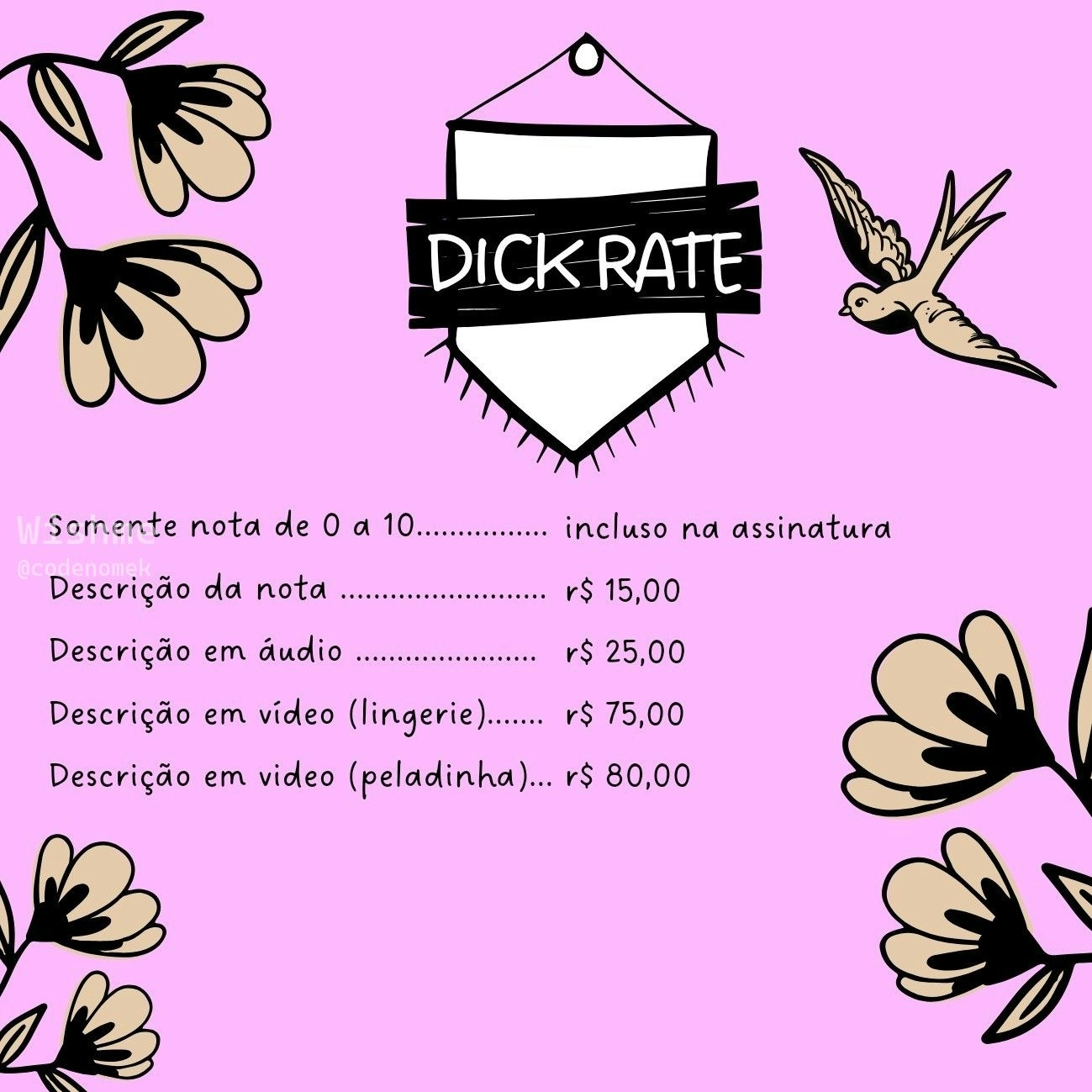 Imagem 2 de 2 - ⚠️ ATENÇÃO ⚠️
Como funciona?

EXCLUSIVOS: se vc quer adquirir somente alguns packs temáticos de vez em quando, esta aba é para você!
ASSINANTES: packs temáticos da aba exclusivos + dick rate incluso + chat comigo + desconto em packs personalizados + fotos e vídeos!


Lembre-se: O compartilhamento de imagens íntimas sem consentimento é crime, Lei Rose Leonel (13.772/18).}